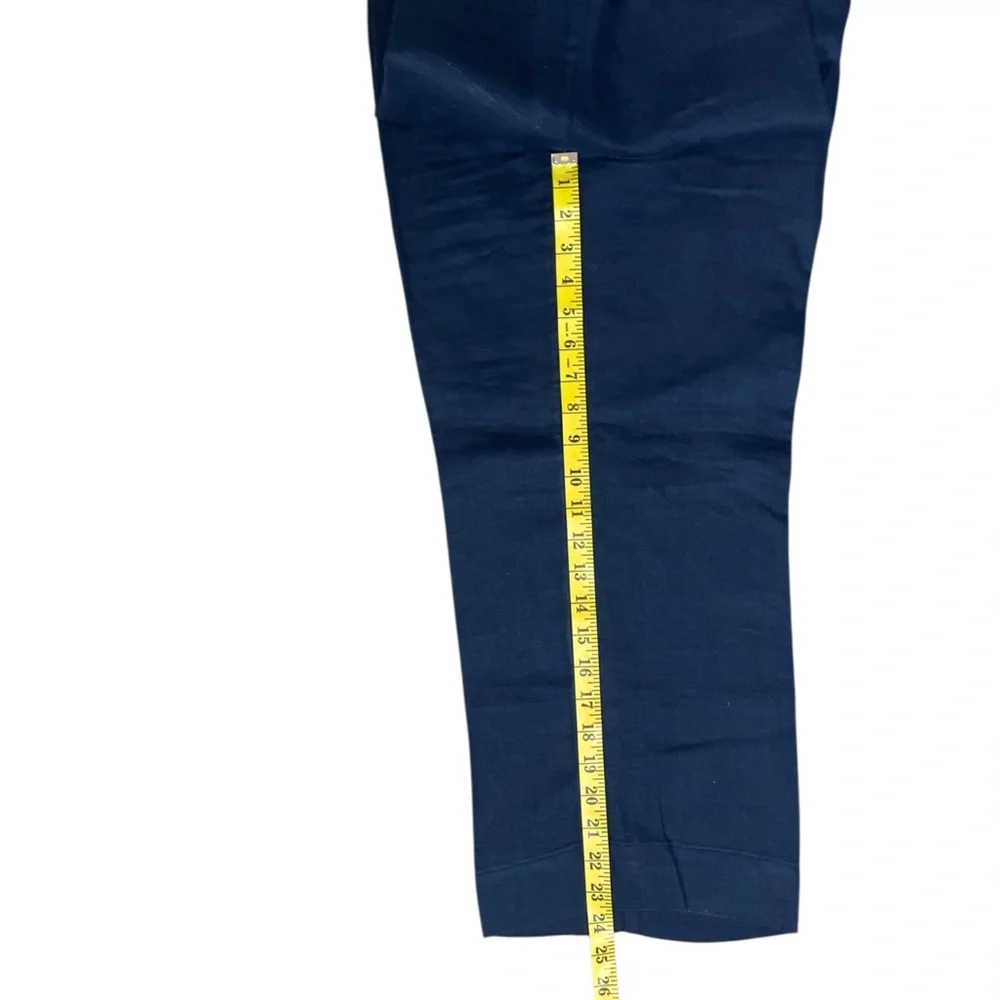 CAbi Navy Blue Linen Sailor Crop Pants